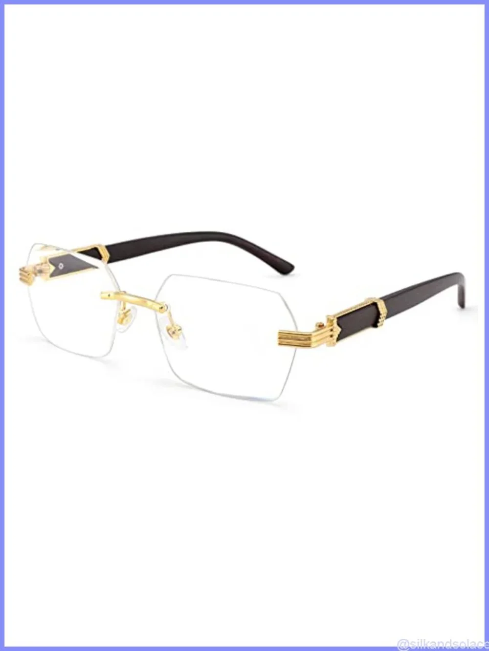 Rimless Frameless Square Sunglasses Retro UV400 Tinted Metal Fashion Eyewear